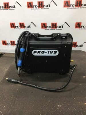 Profax 1VS Suitcase Feeder with Miller M-25 Style Gun PX-PRO-1VS PROFAX® High Quality Suitcase Wire Feeder Direct replacment for the Lincoln® LN-25 or 12VS at a fraction of the cost! Standard Features: Trigger hold (reduces operator fatigue on longer welds) Two (2) gear driven rolls with Tool-Less roll change (uses common Miller® style drive rolls) .035/.045 solid wire drive rolls included Accepts Miller® style gun connection Digital LED meters Top meter can show amperage or wire feed speed CC/CV mode selector switch High/low wire feed speed selector switch Wire jog button Gas purge button Resettable circuit breaker 15′ sensor lead with disconnect & Lenco MG-180 clamp 3′ of 3/0 AWG inpupt cable with Lenco LC-40HD male connector High impact latching case with folding handle & removable legs 3 Year Warranty 1VS Suitcase Feeder Specifications: Part # PX-PRO-1VS Weld Circuit Rating 400A @ 60% Duty Cycle Spool Capacity 12″ (304mm) Input Power Open Circuit Voltage & Arc 14-100V DC Power Source Type CC or CV (DC) Wire Diameters .023″ – 5/64″ (0.6 – 2.0mm) Wire Feed Speed 60 – 800 IPM (1.52 – 20.32m/min) Gas Inlet 5/8″-18RH Female Height 17″ (432mm) Width 8.5″ (216mm) Depth 21.5″ (546mm) Weight 37 lbs. (17kg)